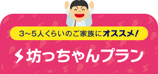 3～5人くらいのご家族にオススメ！ 坊っちゃんプラン